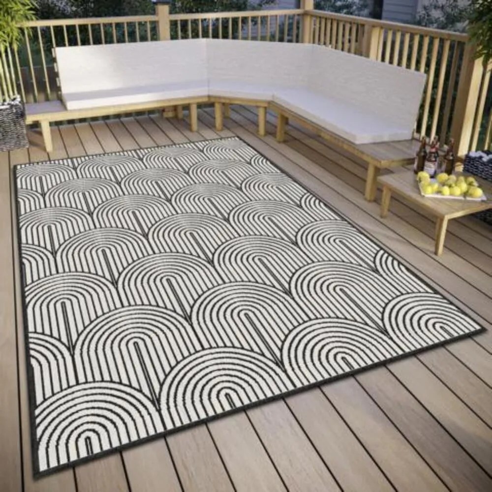Covor de exterior negru-alb 120x170 cm Pangli Black – Hanse Home