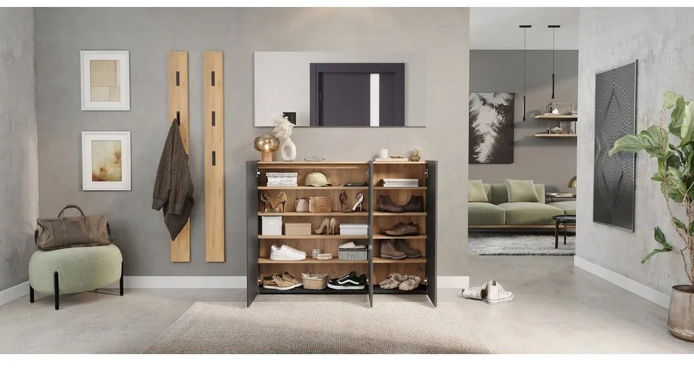 Pantofar gri antracit cu aspect de lemn de stejar 138x105x25 cm Libbiano – Germania