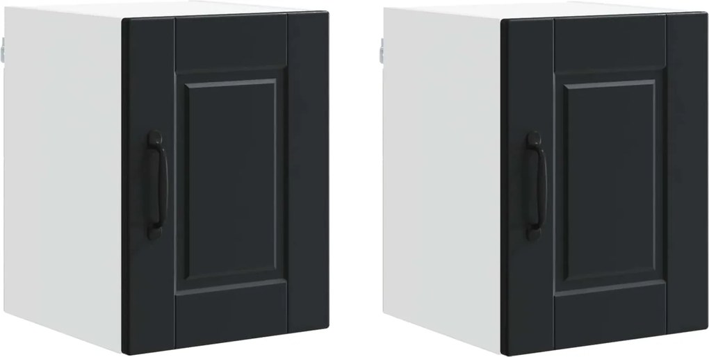 vidaXL Dulap de bucătărie 2 pcs Negru 30 x 31 x 40 cm Lemn compozit