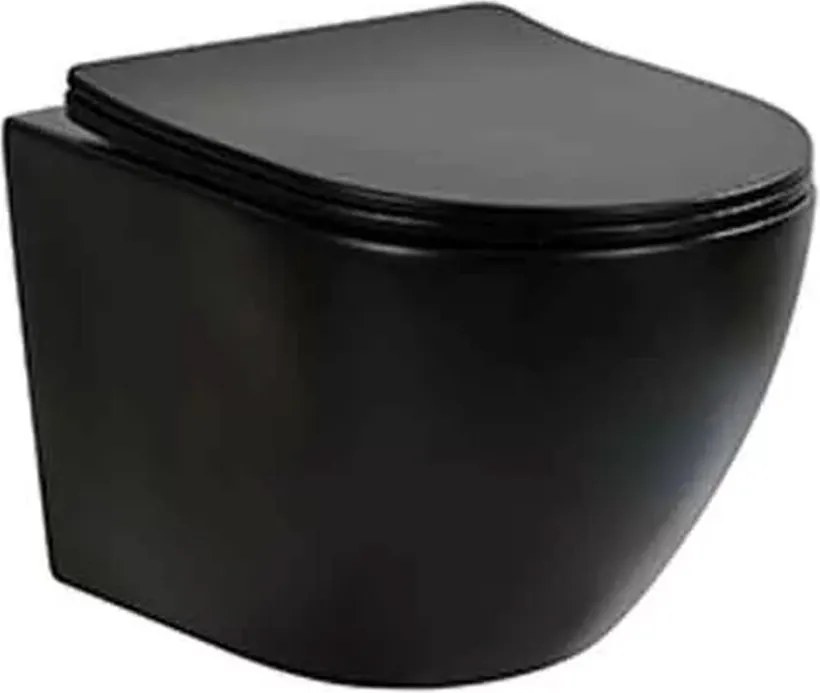 Set vas WC suspendat Fluminia Ricci Tornado si capac softclose negru mat
