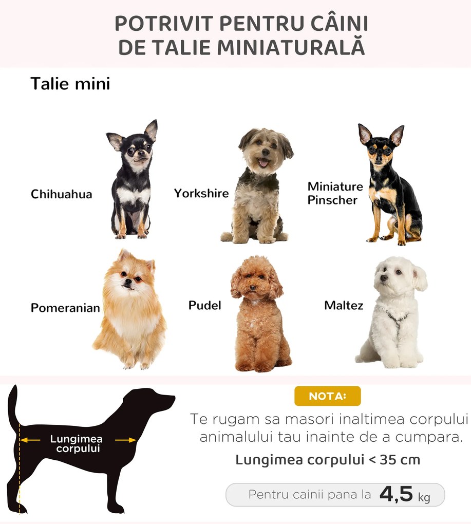 PawHut Canapea pentru Câini de Talie Mică, Culcuș de Interior cu Pernă Lavabilă, Design Modern, 70x47x30cm, Gri Antracit | Aosom Romania