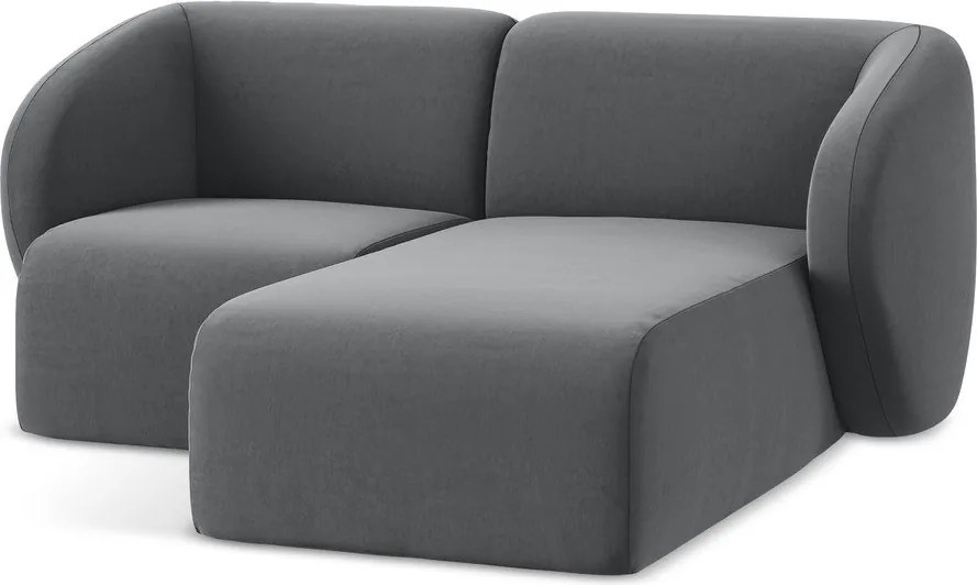 Colțar gri cu tapițerie din catifea (cu colț pe partea dreaptă/cu șezlong) Lani – Makamii