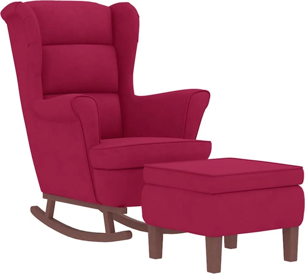 vidaXL Balansoar cu spătar din catifea roșu vin și lemn masiv