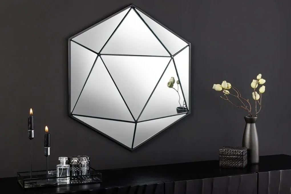 Oglinda de perete decorativa Diamond 60cm, negru