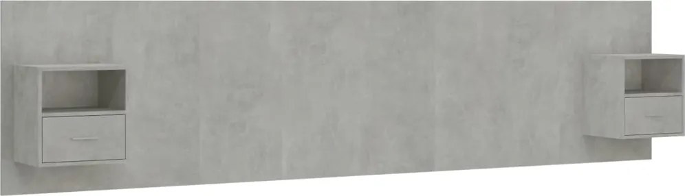 vidaXL Tăblie de pat cu dulapuri, gri beton, lemn prelucrat