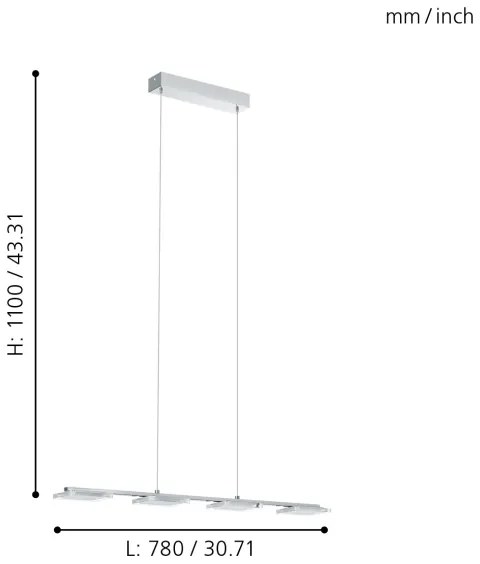 Eglo 94244 - Lustră suspendată LED CARTAMA 4xLED/4,5W/230V