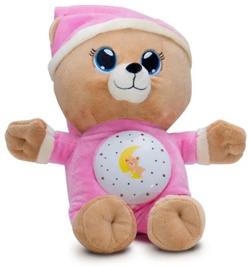 Ursuleț roz de pluș 32cm pe baterii cu lumină și sunet