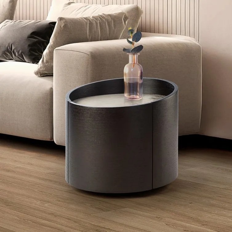 Noptiera rotunda cu sertar Iza stejar negru