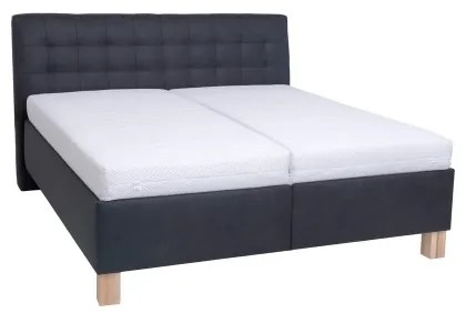 Pat tapițat VIOLET 160 x 200 cm cu saltea și spațiu de depozitare, antracit