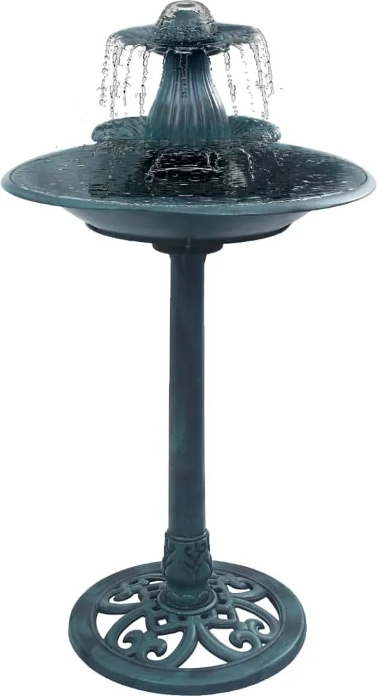 vidaXL Bazin pentru păsări cu fântână, verde, 50 x 91 cm, plastic