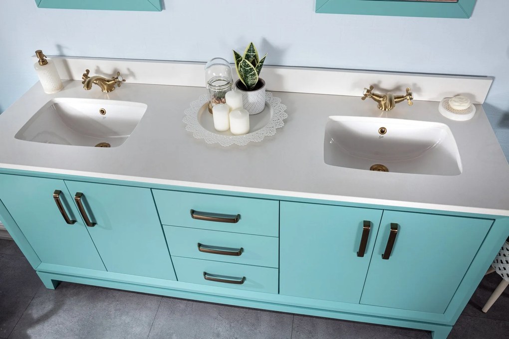 Set mobilier de baie (3 piese) Michigan 72 - Turquoise, Turcoaz, 180x86x54 cm