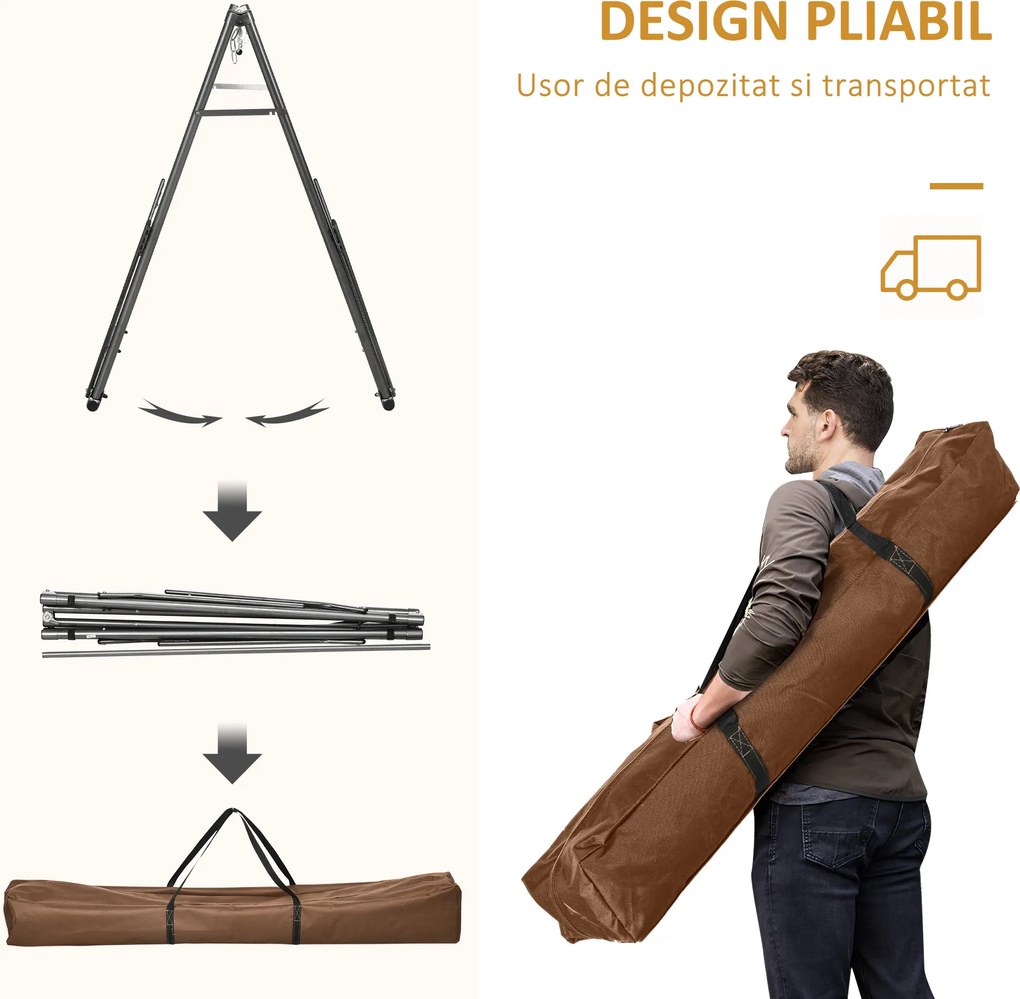 Outsunny Supporto con Amaca Autoportante Pieghevole in Cotone e Acciaio | Aosom Romania