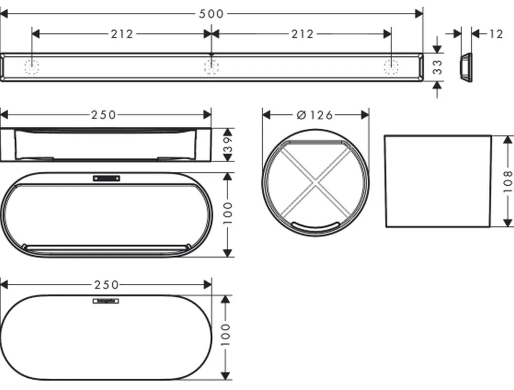 Set accesorii baie culoare alb mat Hansgrohe WallStoris 27968700 Alb mat