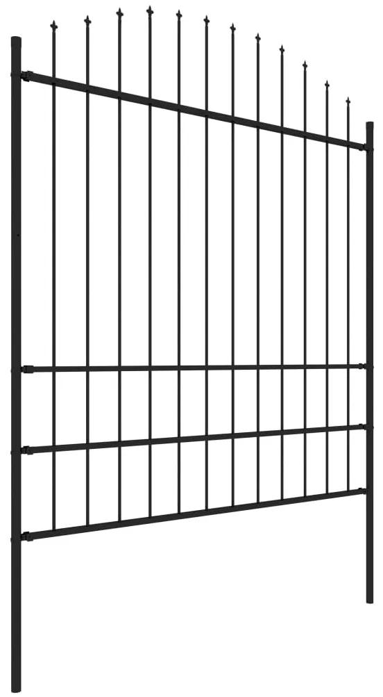 Gard de gradina cu varf sulita, negru, (1,75-2) x 10,2 m otel 1, 175-200 cm, 10.2 cm