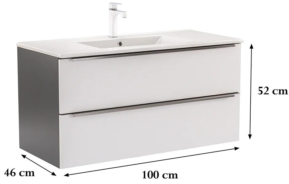 Dulap inferior Vario Trim 100 cu lavoar antracit-alb