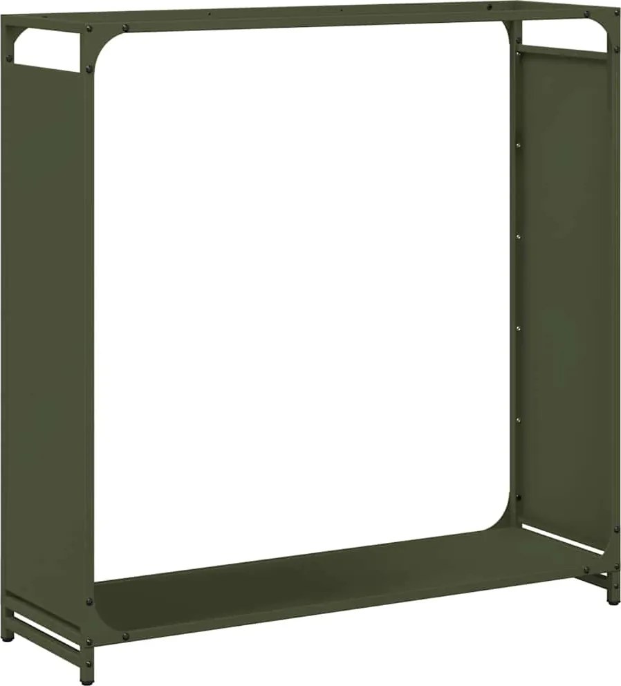 vidaXL Suport pentru lemne de foc Verde măsline Oțel laminat la rece