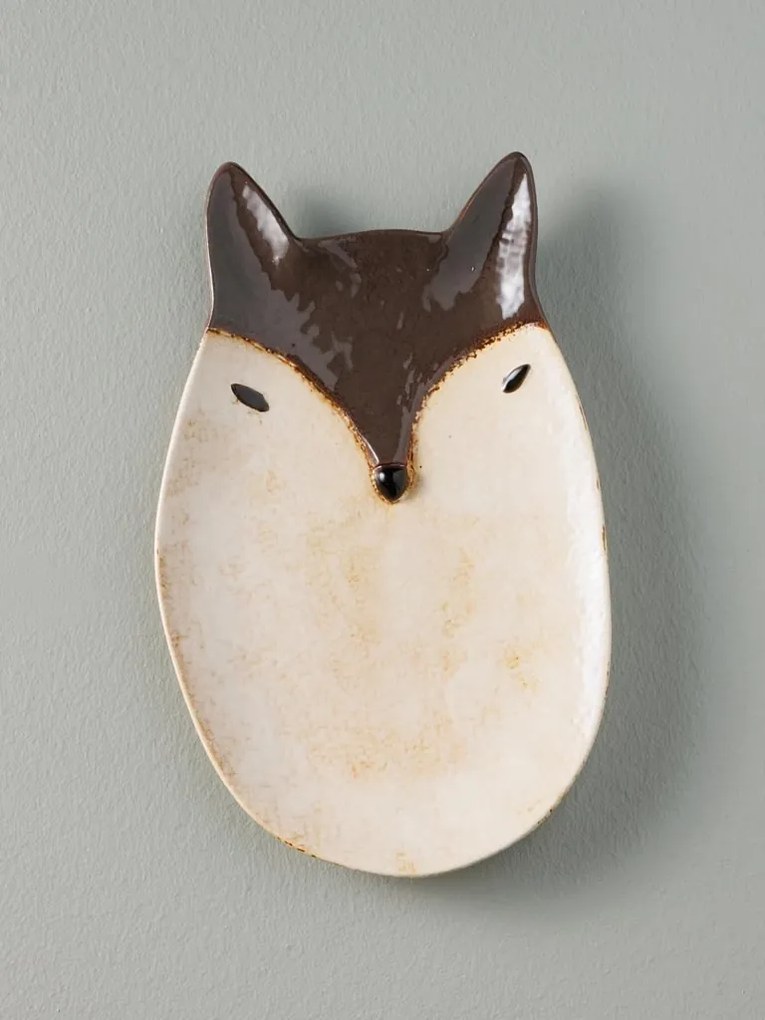 Farfurie din ceramica, maro, in forma de vulpe, Fox