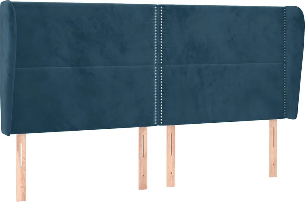 vidaXL Tăblie pat cu urechi albastru închis 163x23x118/128 cm catifea