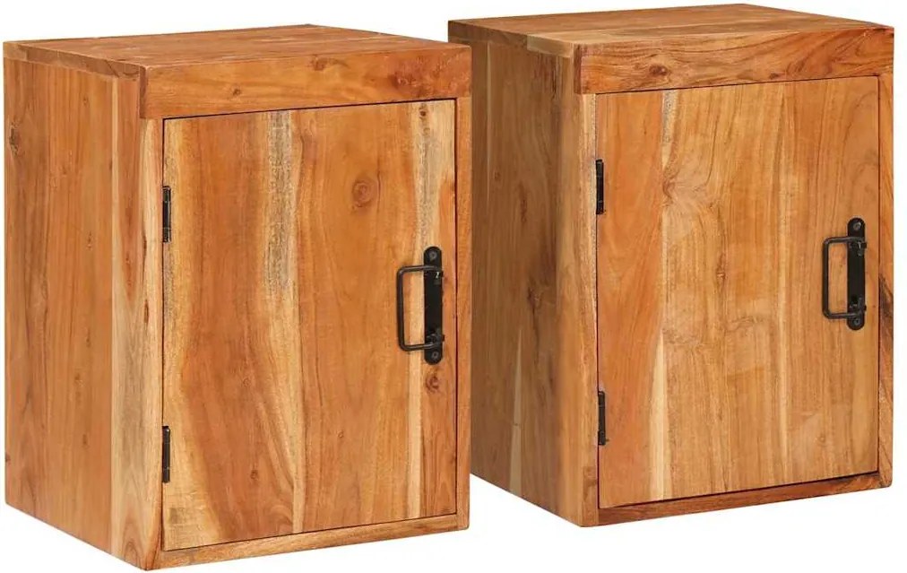 vidaXL Noptieră 2 pcs Maro 35 x 33 x 48 cm Lemn Solid de Acacia