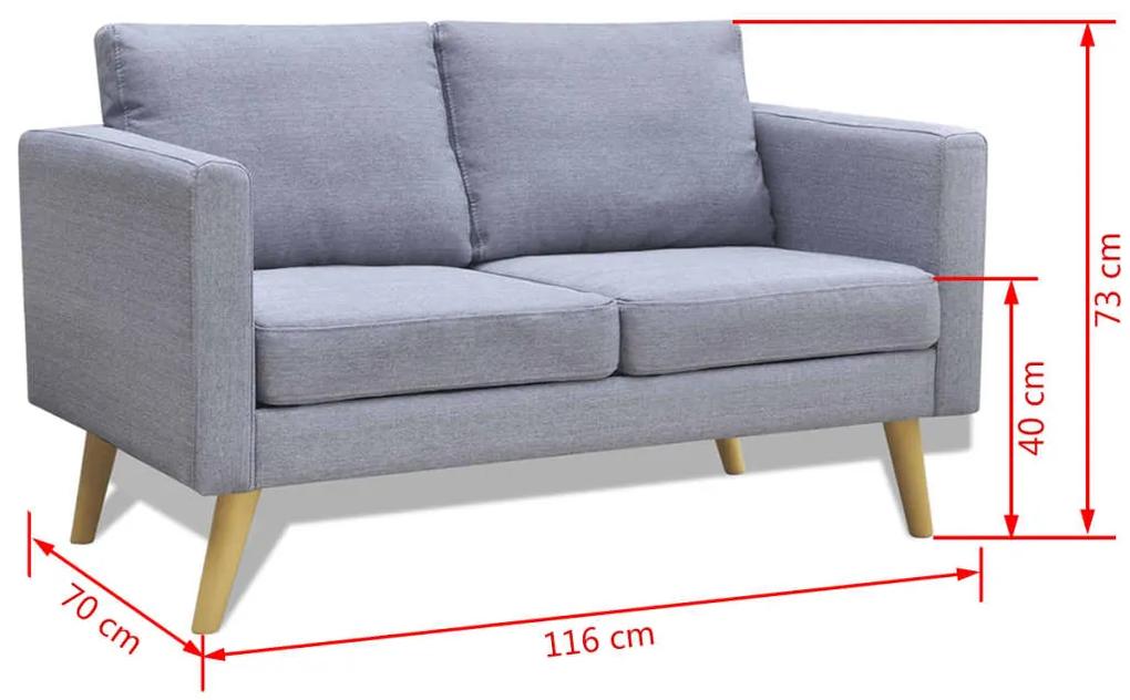 Canapea cu 2 locuri, material textil, gri deschis Gri deschis, Canapea cu 2 locuri