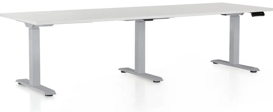 Masa inaltime reglabila OfficeTech Long, 240 x 80 cm, bază gri, gri deschis