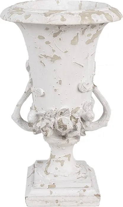 Vază decorativă pentru flori, alb-bej, Ø19x28 cm, din polirasină, stil rustic