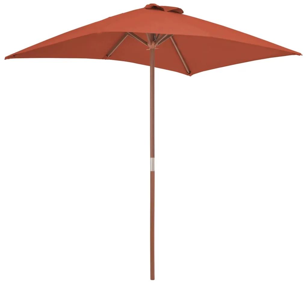 Umbrela de soare de exterior, stalp lemn, 150x200 cm, teracota Terracota
