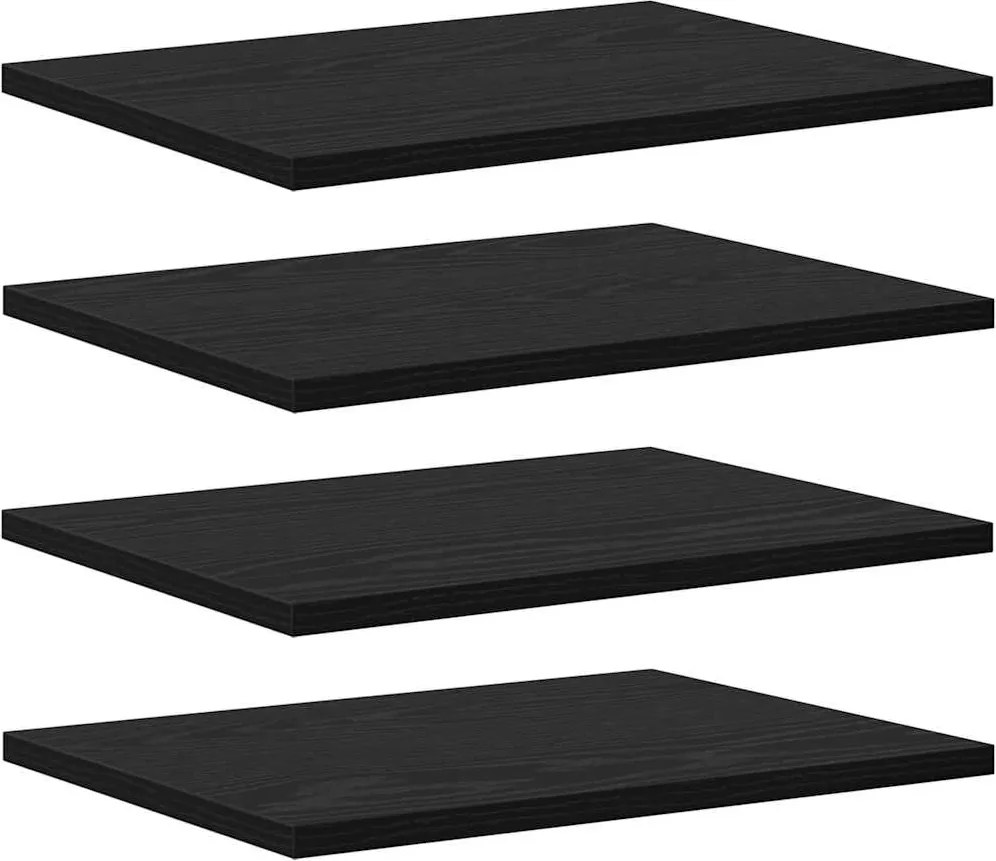 vidaXL Raft pentru cărți 4 pcs Negru 40 x 30 x 1,5 cm Lemn compozit