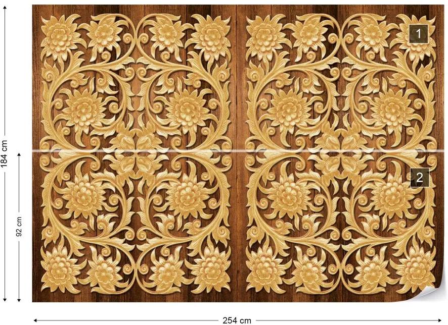 Fototapet GLIX - 3D Vintage Pattern Wood + adeziv GRATUIT Tapet nețesute - 254x184 cm