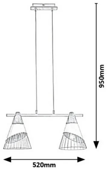 Rabalux 5666 - Lustră pe cablu ISAAC 2xE27/60W/230V