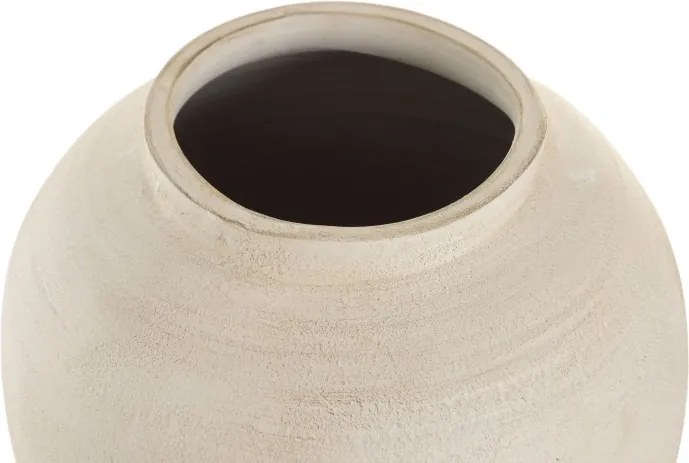 Vază decorativă tip tibor, stil rustic natural, culoare teracotă cu blat natur, din lemn de mango, „Tibor”
