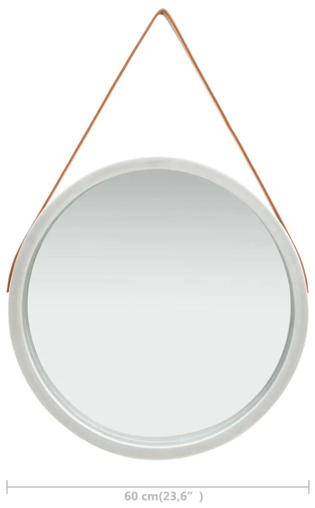 Oglinda de perete cu o curea, 60 cm, argintiu 1, Argintiu,    60 cm