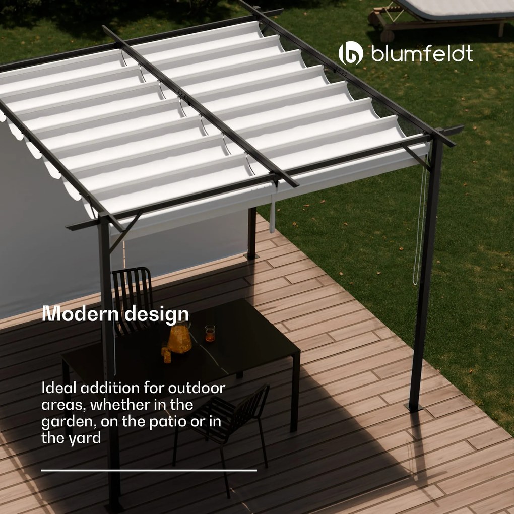 Blumfeldt Pantheon Robust, pergola, 3 x 4 m, cu jaluzele laterale, oțel acoperit cu pulbere rezistent la intemperii