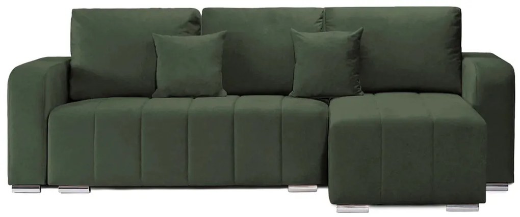 Coltar Extensibil 3 locuri Armando, cu ladă de depozitare, Verde - Gri, 240 x 147 x 85 cm