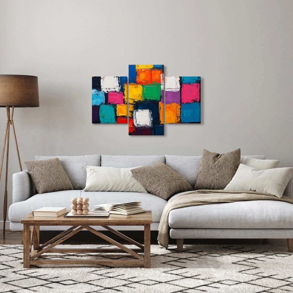 Tablou - Pictură cu pătrate colorate (90x60 cm)