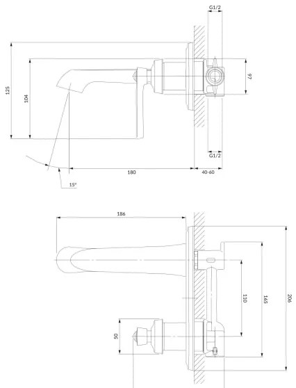 OMNIRES AM5215CR - Baterie umyvadlová podomítková ARMANCE chrom