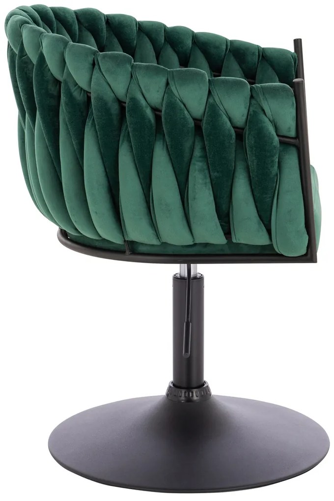 HR750N Scaun Verde din Catifea cu Bază Neagră