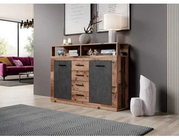 Comodă RUNA, maro închis/antracit