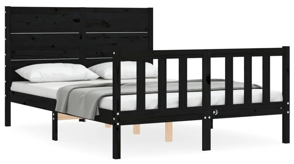 3192750 vidaXL Cadru de pat cu tăblie, negru, 120x200 cm, lemn masiv