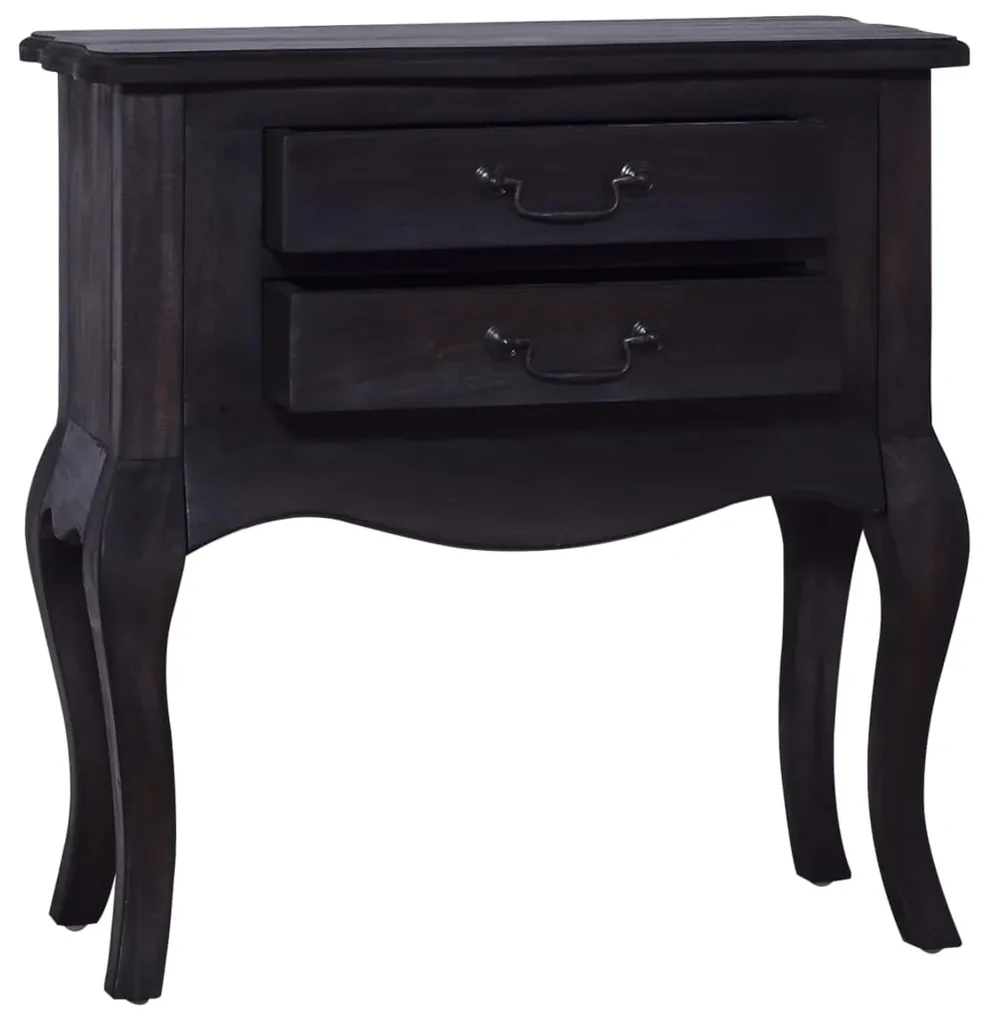 337884 vidaXL Masă laterală cu sertare, negru, 60x30x60 cm, lemn masiv mahon