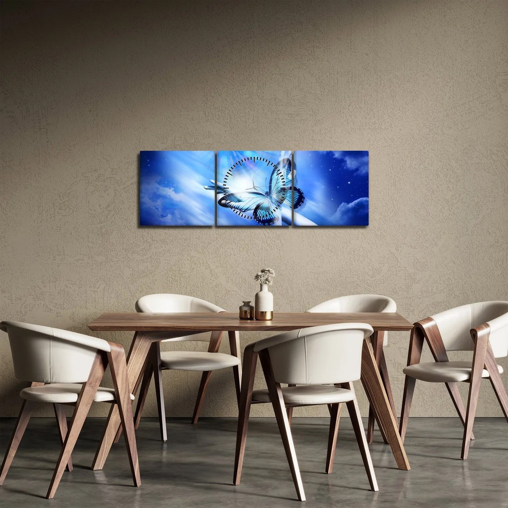 Tablou - Fluture, simbolul speranței (cu ceas) (90x30 cm)