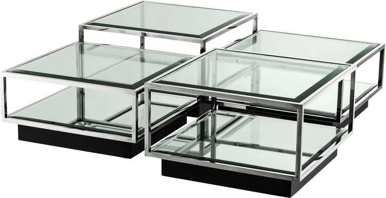 Set 4 masute de cafea design LUX Tortona otel inoxidabil lustruit 111074 HZ