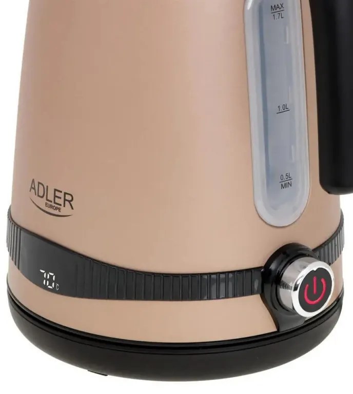 Ceainic electric cu mentenanta termica Adler, 1,7 L, 2200W, Setare 40-100°C, Auriu