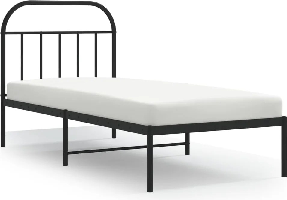 vidaXL Cadru de pat metalic cu tăblie, negru, 80x200 cm