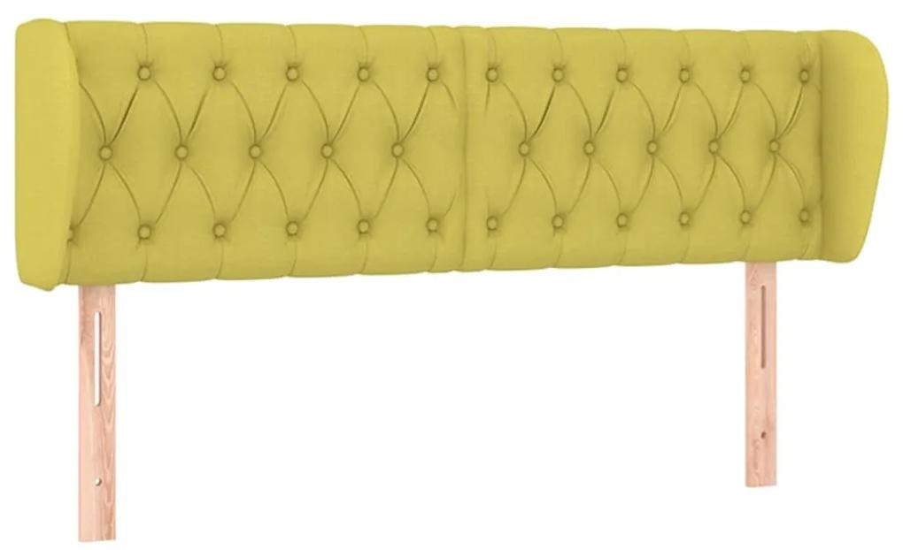 3117485 vidaXL Tăblie de pat cu aripioare, verde, 147x23x78/88 cm textil