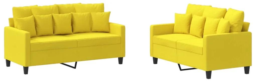3201653 vidaXL Set de canapele cu perne, 2 piese, galben deschis, textil
