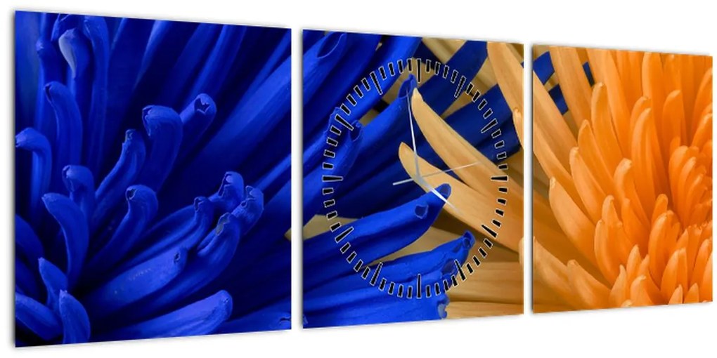 Tablou detailat cu flori (cu ceas) (90x30 cm)