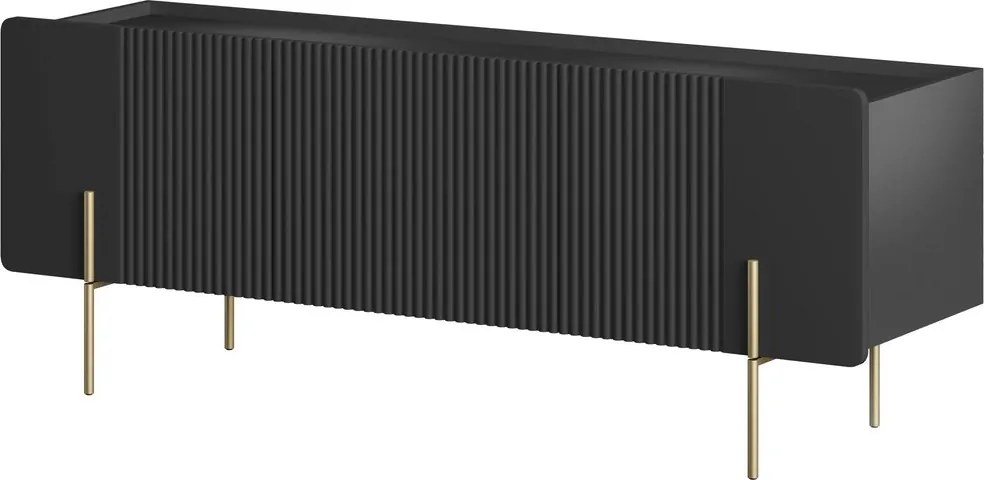 Dulap TV Malmi 150 cm - negru mat / picioare aurii
