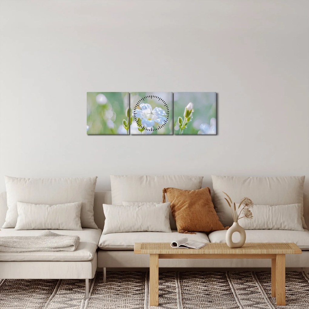 Tablou - Flori delicate (cu ceas) (90x30 cm)