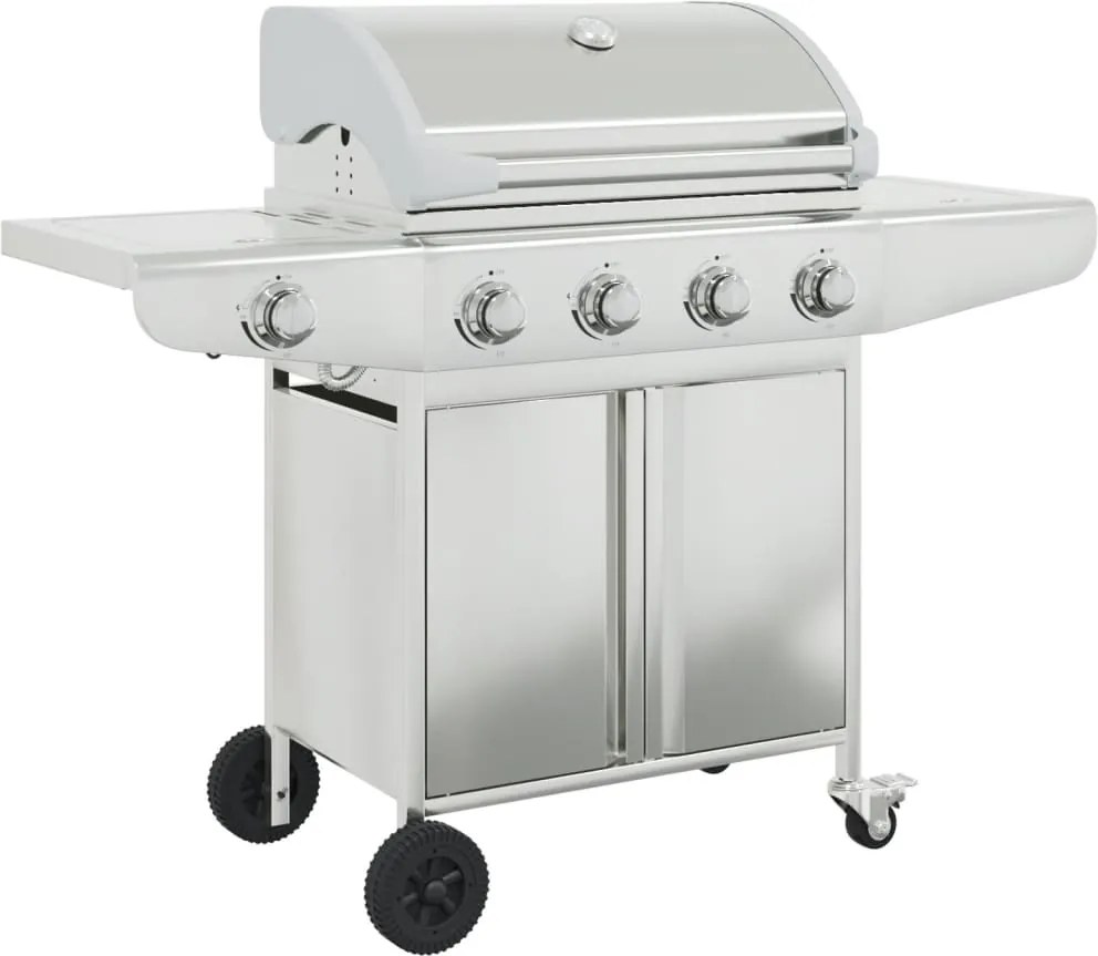 vidaXL Grătar pe gaz cu 5 arzătoare, argintiu, oțel inoxidabil